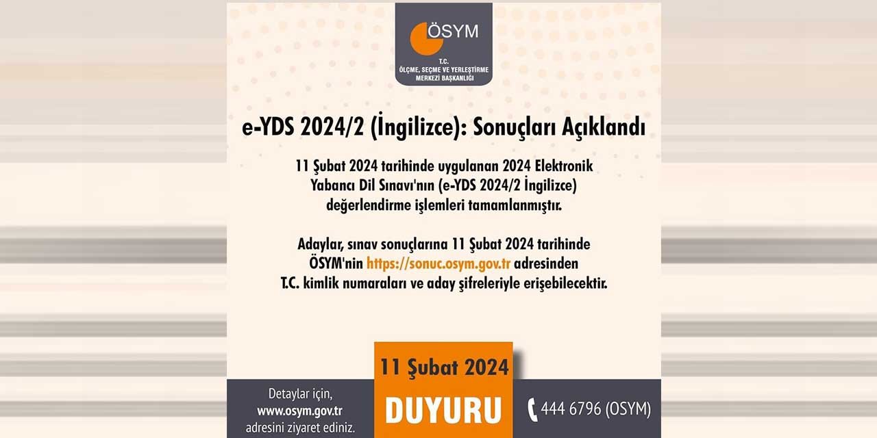 e-YDS İngilizce sonuçları açıkladı