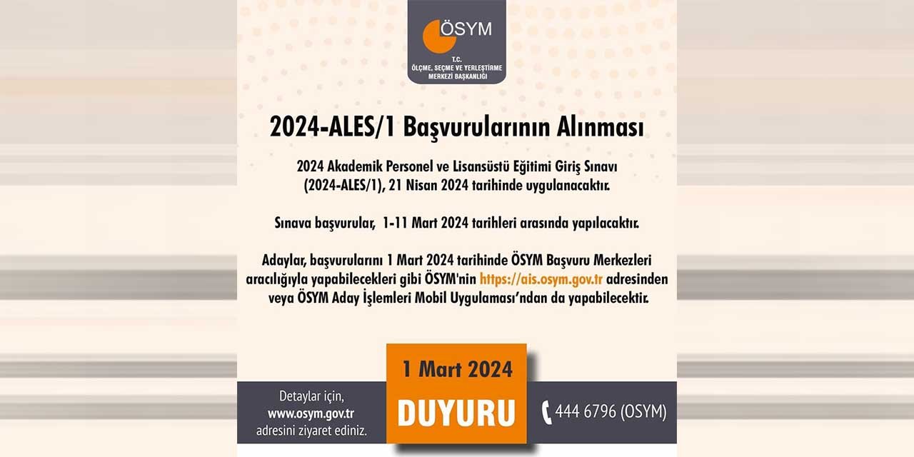 2024-ALES/1 başvuruları başladı