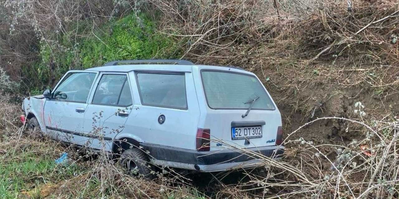 Otomobil şarampole yuvarlandı!