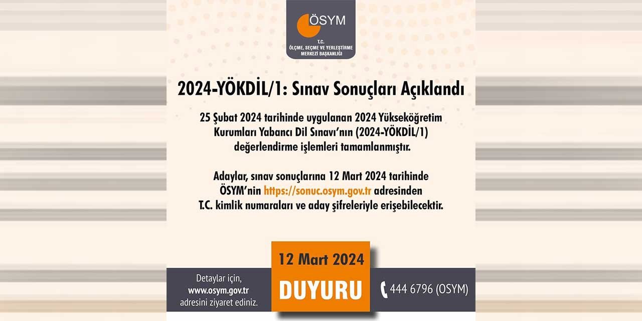 2024-YÖKDİL/1 sınav sonuçları açıklandı
