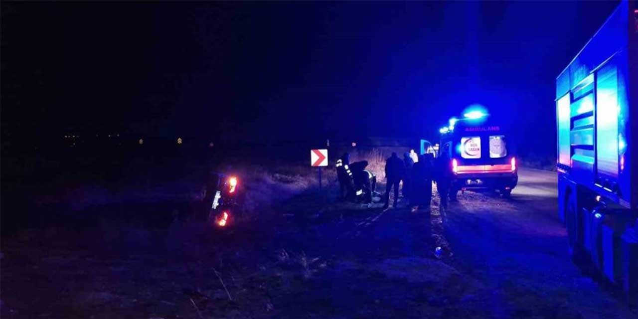 Kontrolden çıkan otomobil dere yatağına devrildi