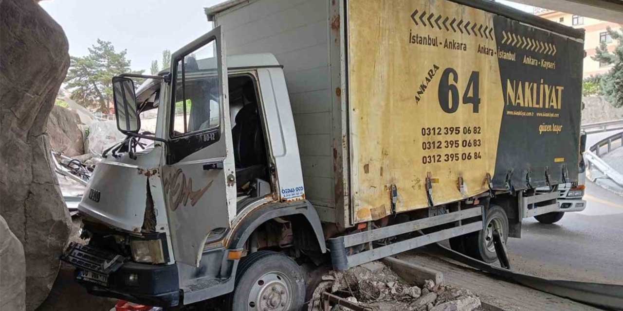 Kontrolden çıkan kamyon duvara çaptı: 1 yaralı
