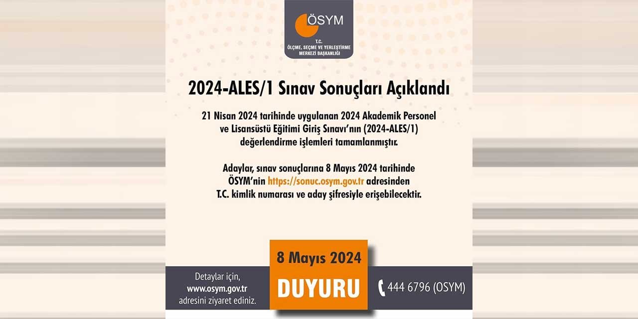2024-ALES/1 sonuçları açıklandı