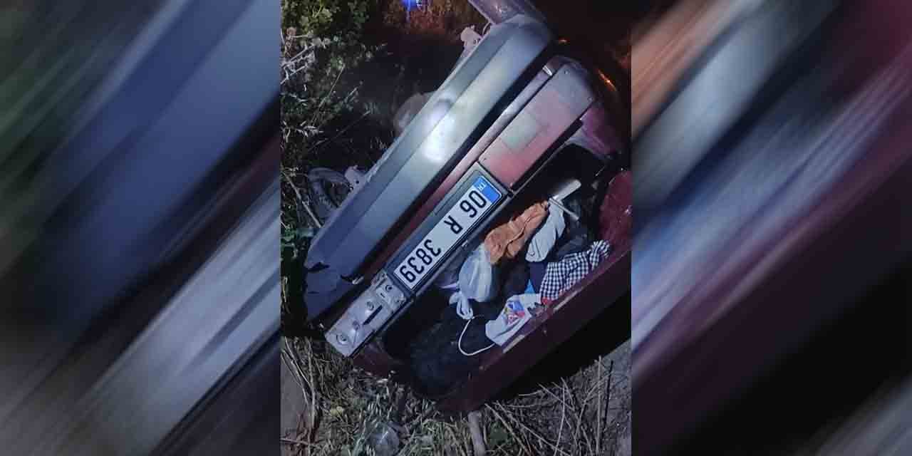 Kontrolden çıkan otomobil tarlaya devrildi