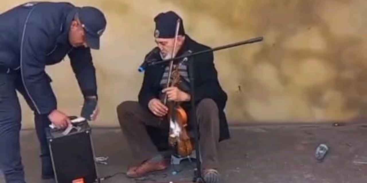 Sokak müzisyenine zabıta müdahalesi