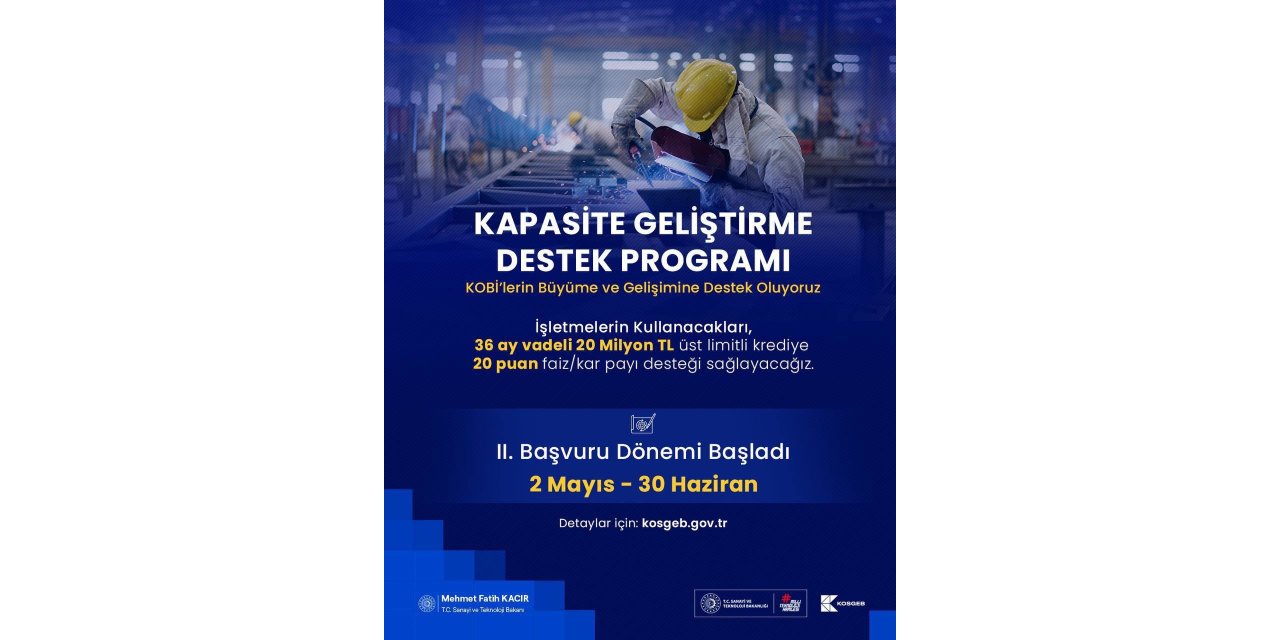 Bakan Kacır: "20 milyon lira üst limitli, 36 ay vadeli finansman için 20 puanlık faiz/kâr payı desteği sağlıyoruz"