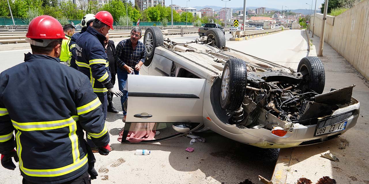 Kırıkkale'de otomobil takla attı
