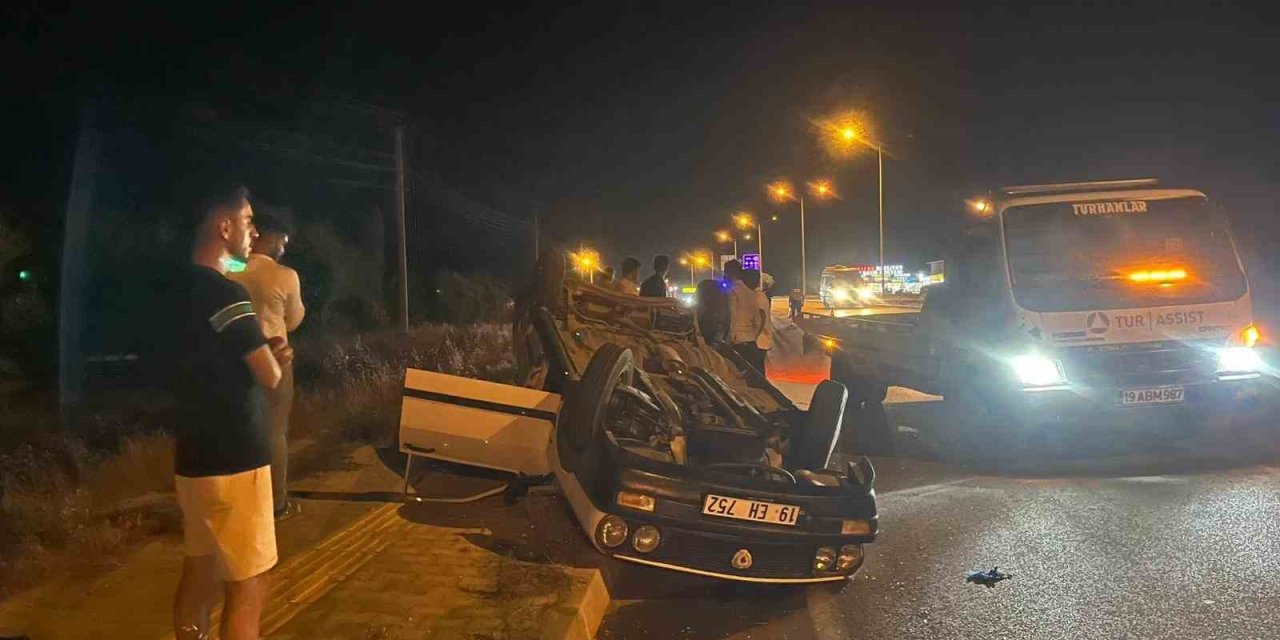 Tırın sıkıştırdığı otomobil takla attı: 1 yaralı