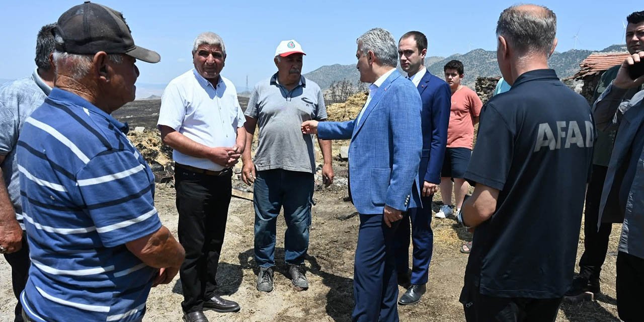 Vali Makas yangın bölgesinde incelemelerde bulundu