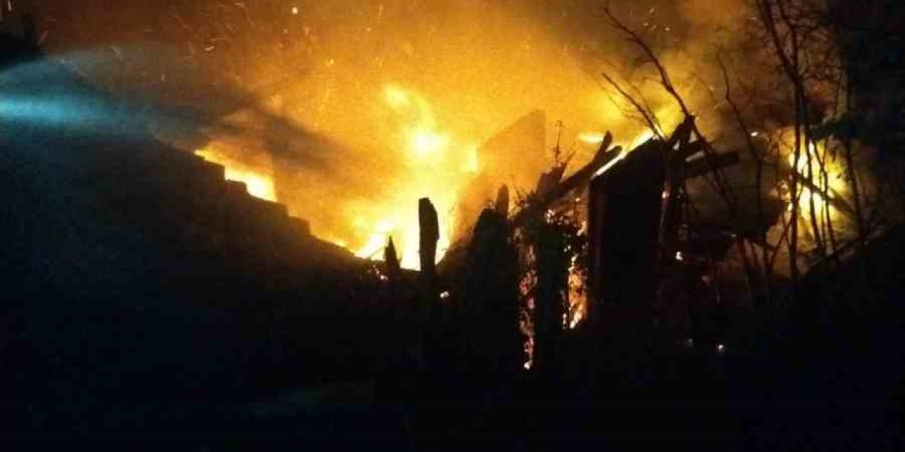 Kastamonu’da çıkan yangında ev ve samanlık küle döndü