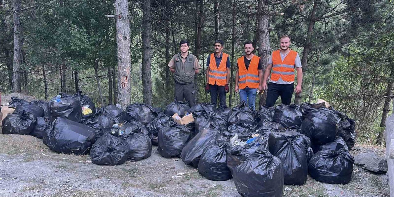 D100 karayolunun yanındaki ormandan 200 torba çöp çıktı