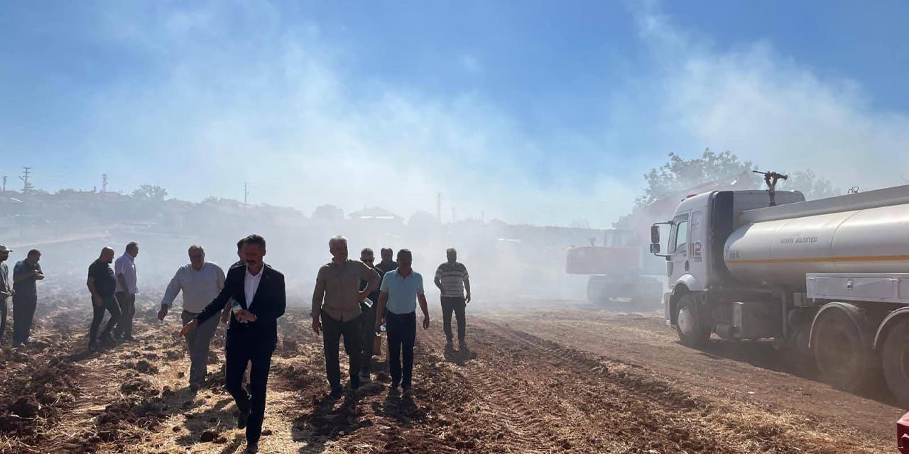 Çerikli’de saman balyası yangını korkuttu