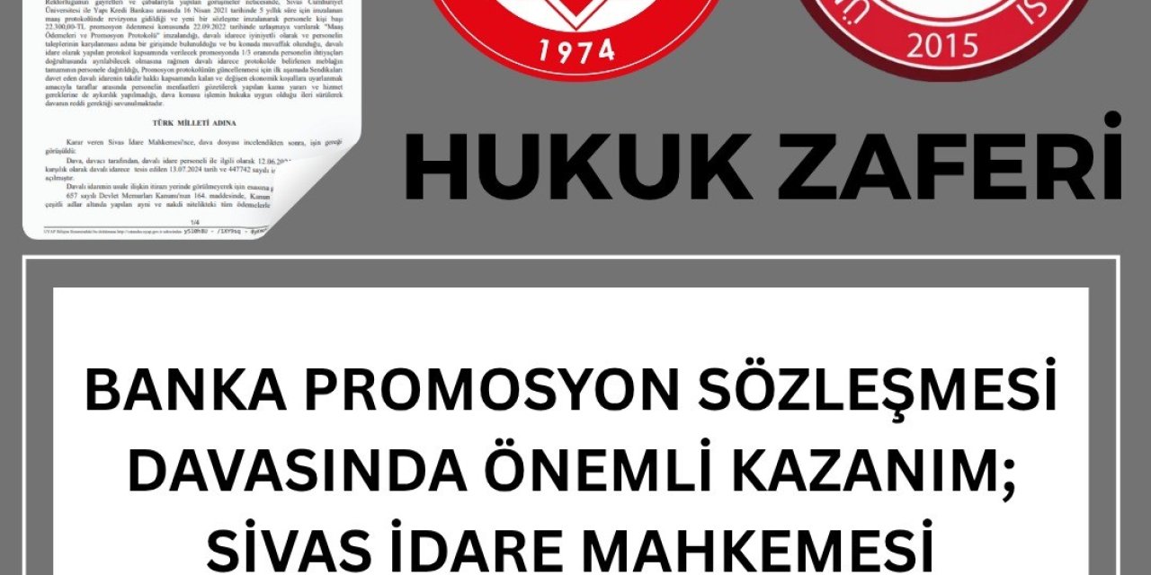 Üni-Per-Sen’den yargı zaferi: Sivas Cumhuriyet Üniversitesi’nde banka promosyon protokolüne iptal kararı