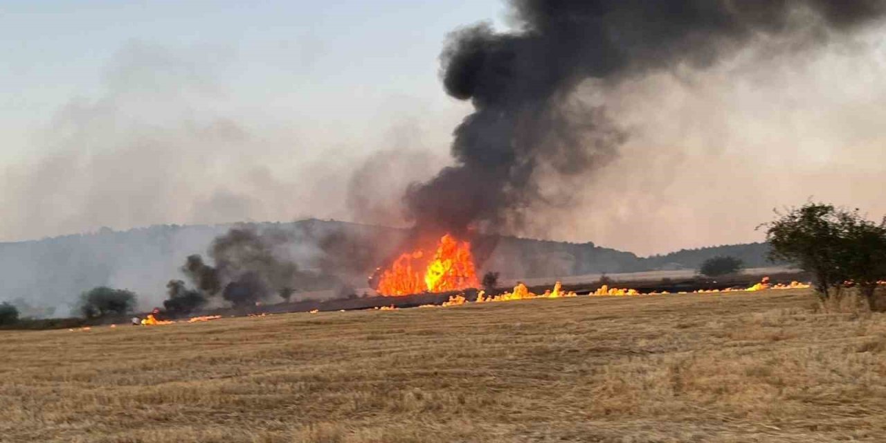 Saman yüklü kamyon alev alev yandı