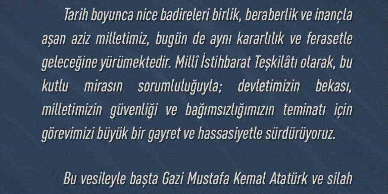 MİT Başkanı Kalın’dan, 30 Ağustos mesajı