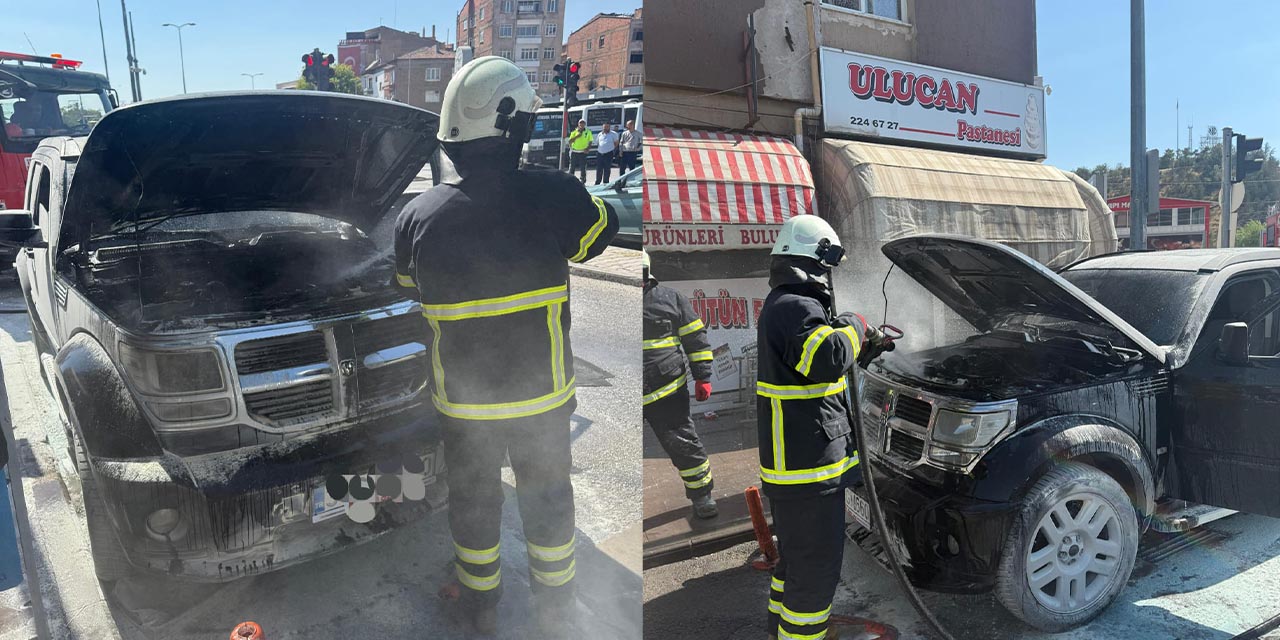 Kırıkkale’de park halindeki araç alev aldı