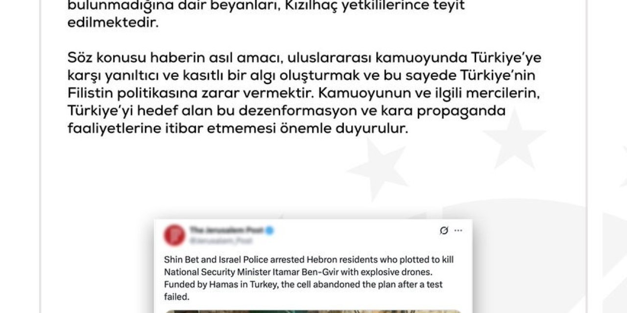 DMM: "İsrail medyasındaki haberde ülkemizin adının geçmesi, Türkiye’ye karşı dezenformasyon faaliyetinin ürünüdür"