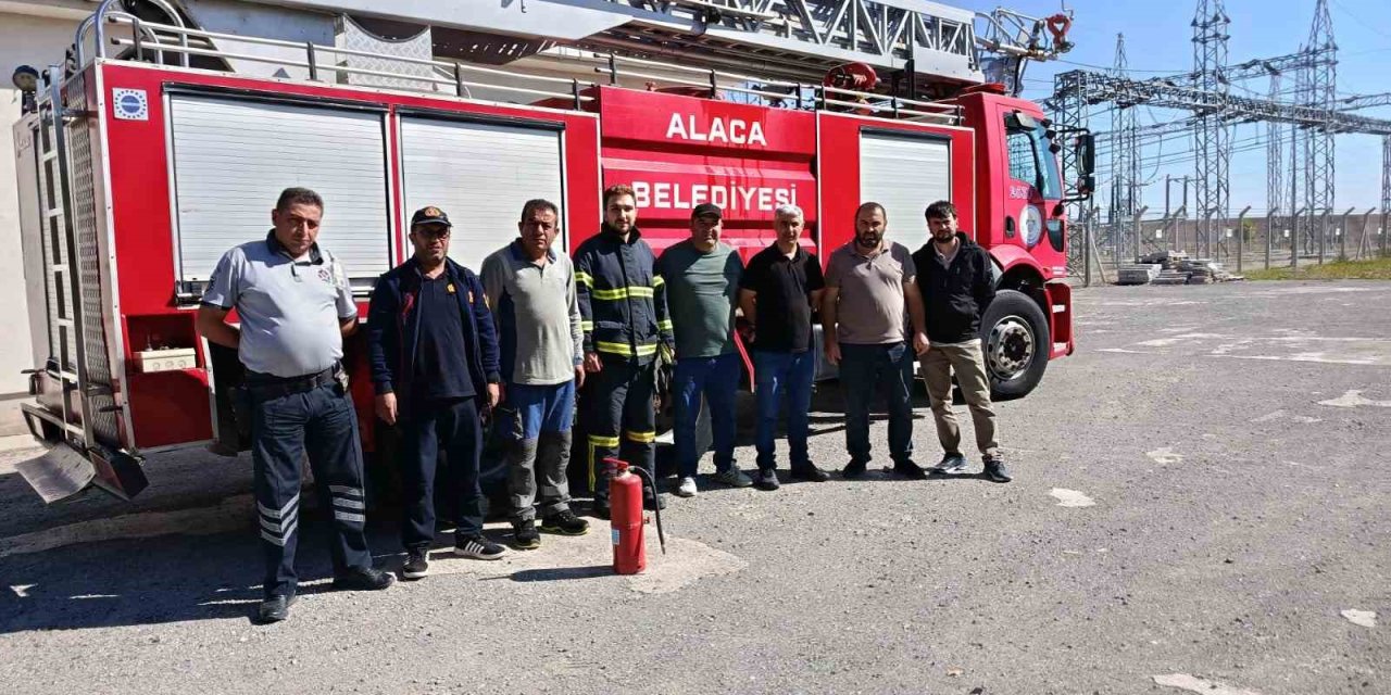 Alaca itfaiyesinden TEİAŞ personeline yangın eğitimi