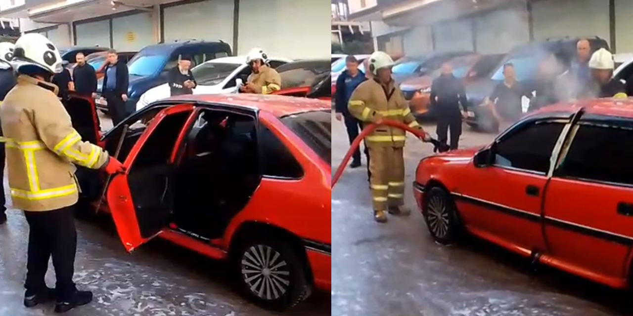 Çalılıöz Mahallesinde seyir halindeki araç yandı!