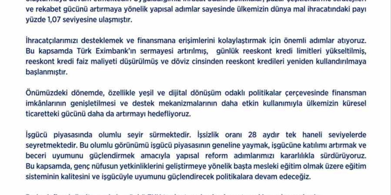 Ekonomi Koordinasyon Kurulu: "Enflasyonu tek haneye indirmek ve kalıcı refah artışı sağlamak hedefimiz"