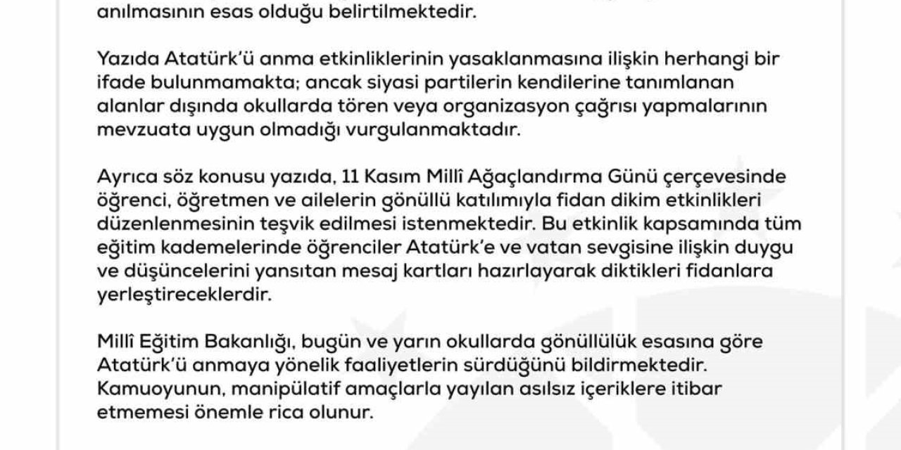 Dezenformasyonla Mücadele Merkezi’nden Atatürk’ü anmayı yasaklama iddialarına ilişkin açıklama