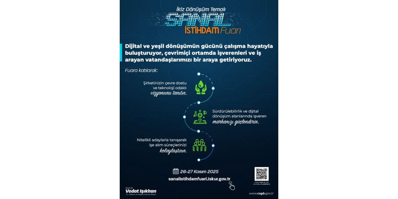 İkiz Dönüşüm Temalı Sanal İstihdam Fuarı çevrim içi ortamda işveren ve iş arayanları bir araya getirecek