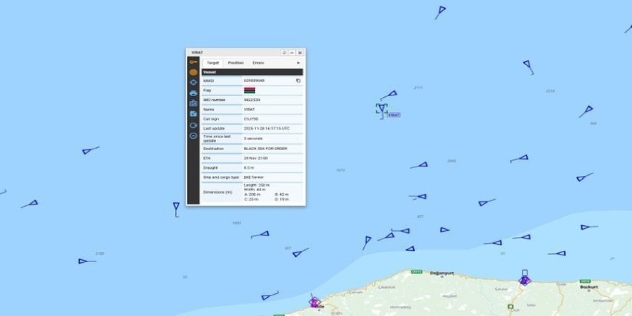 Denizcilik Genel Müdürlüğü: "Karadeniz’de VIRAT isimli tanker isabet aldığını bildirdi, 20 personelin durumu iyi"