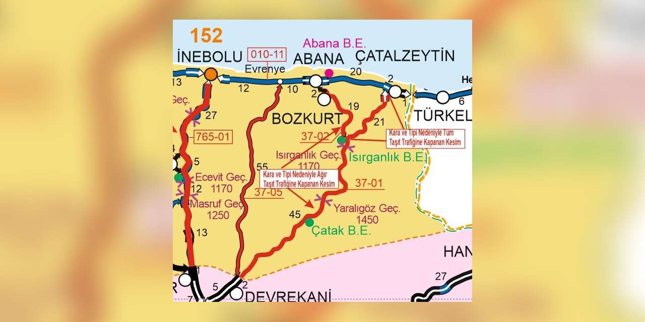 Çatalzeytin’e ulaşımın sağlandığı yol trafiğe kapatıldı