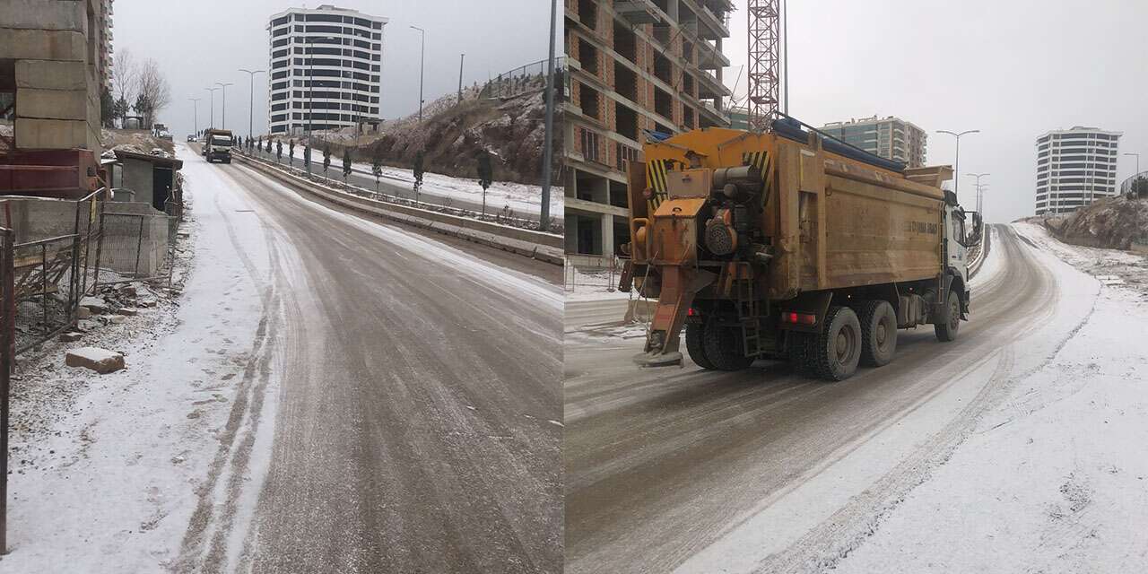 Yahşihan’da kar mesaisi