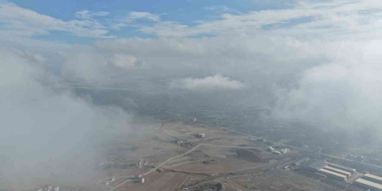 Çankırı’yı kaplayan sis bulutları havadan görüntülendi