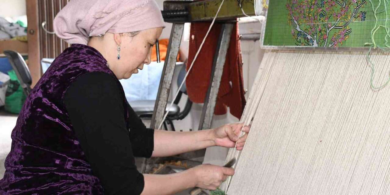 Kırgız Türkleri kültürlerini ilmek ilmek halılara dokuyor