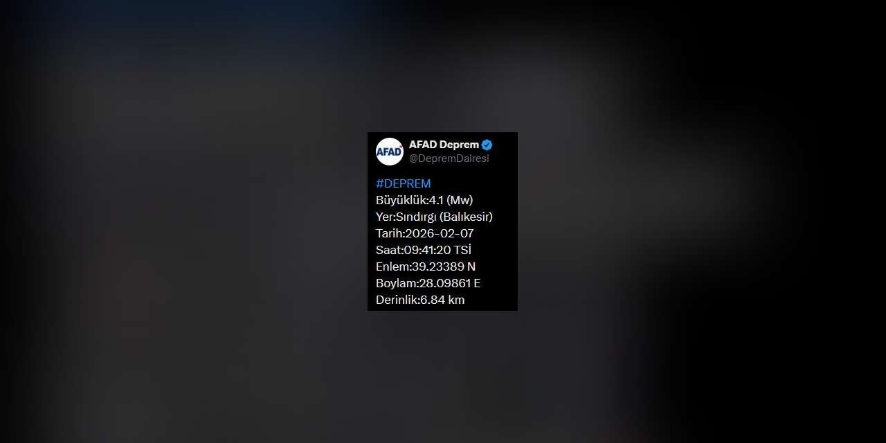 Balıkesir’de 4.1 büyüklüğünde deprem