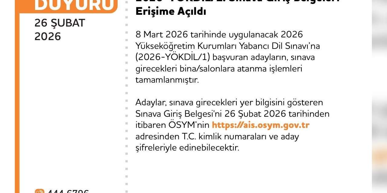 YÖKDİL’e giriş belgeleri erişime açıldı