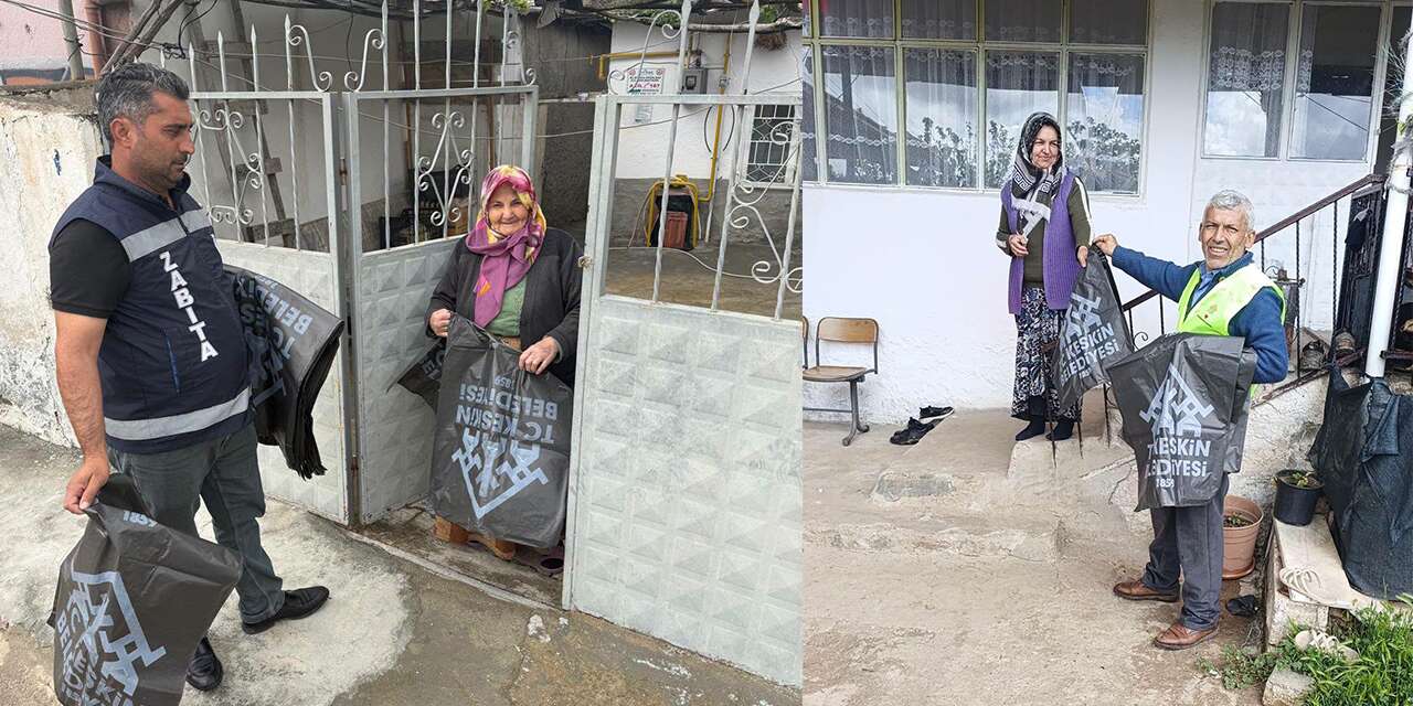 Keskin’de bayram öncesi vatandaşlara çöp poşeti dağıtıldı