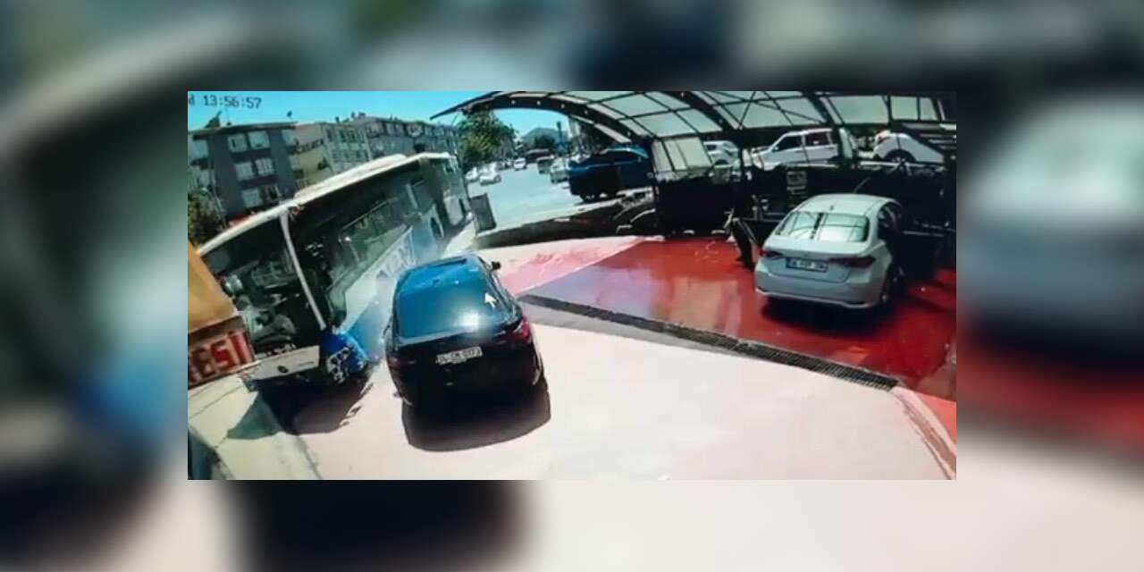 Ankara’da kontrolden çıkan EGO otobüsünü son anda fark eden kişi kazadan kurtuldu