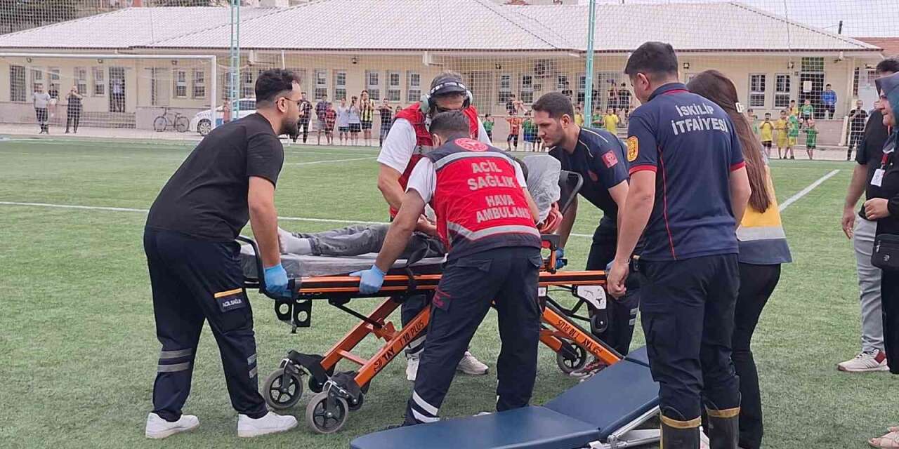 Çorum’da parmağı kopan çocuk için helikopter ambulans havalandı