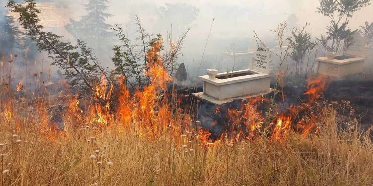 Sulakyurt Yeşilyazı Köyü’nde mezarlıklar alevlere teslim oldu