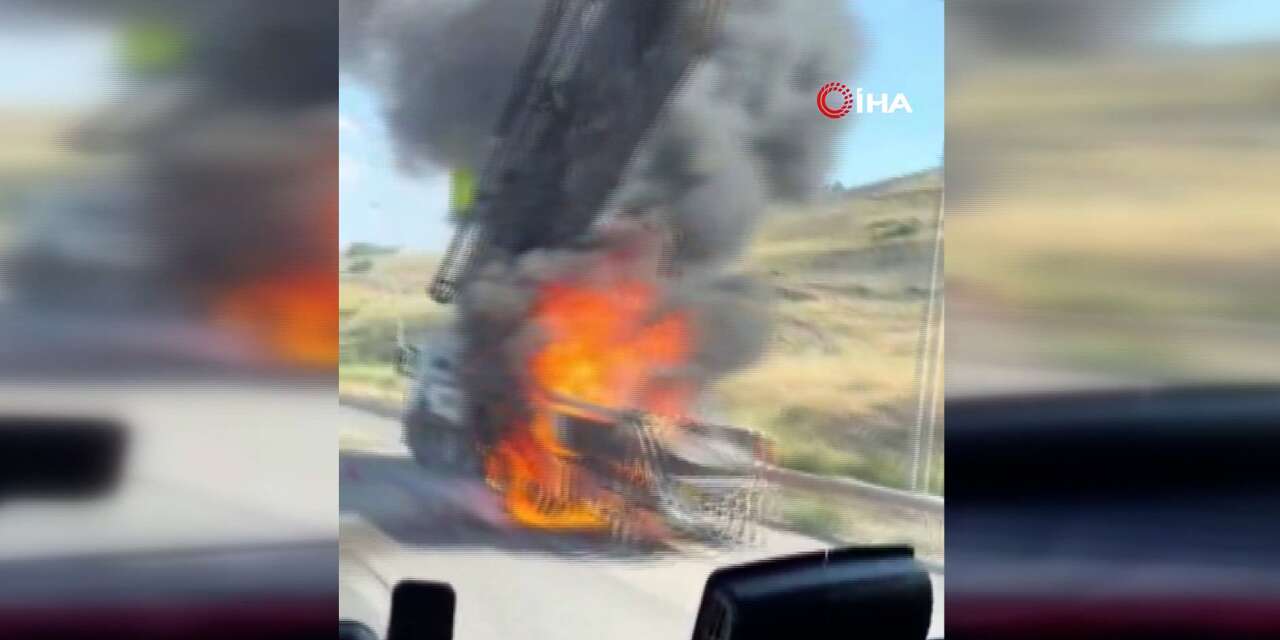 Yanan beton mikseri kullanılamaz hale geldi