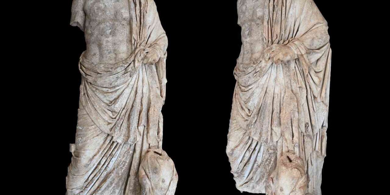 Aspendos’ta şifanın bin 800 yıllık dev heykeli gün yüzüne çıktı