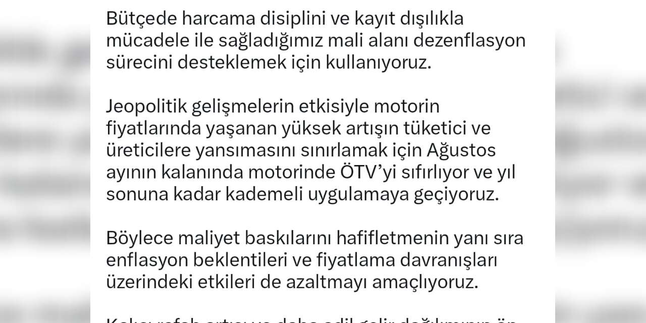 Bakan Şimşek: Dezenflasyon sürecini destekliyoruz