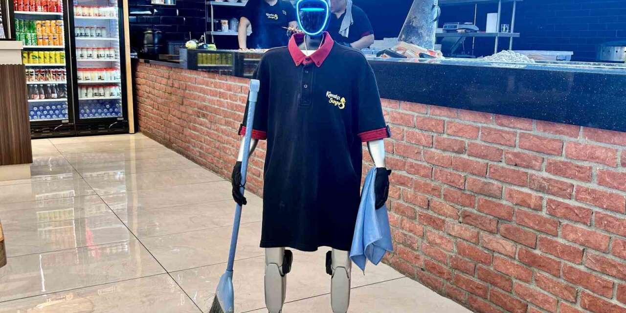 Maaşı ve izin günü olan robot garson, müşterilerin ilgi odağı oldu