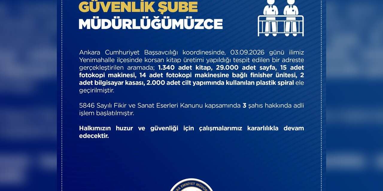 Ankara’da bin 340 adet korsan kitap ele geçirildi