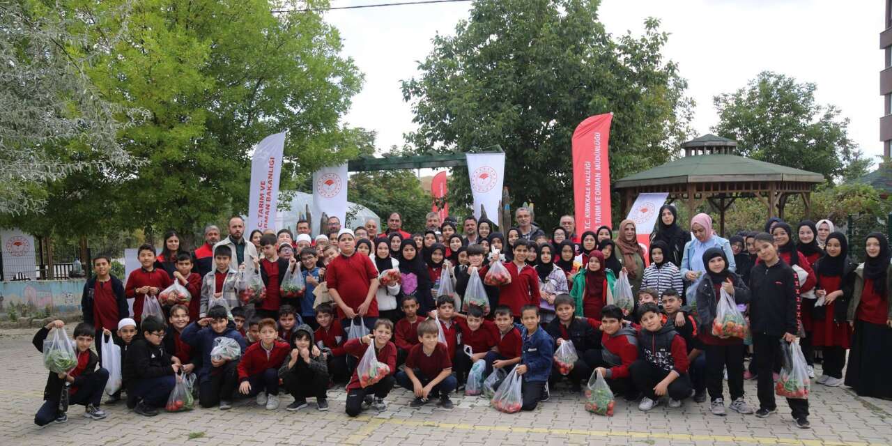 Domates ve biberleri kendileri yetiştirdi! Kırıkkale’de miniklerin hasat sevinci