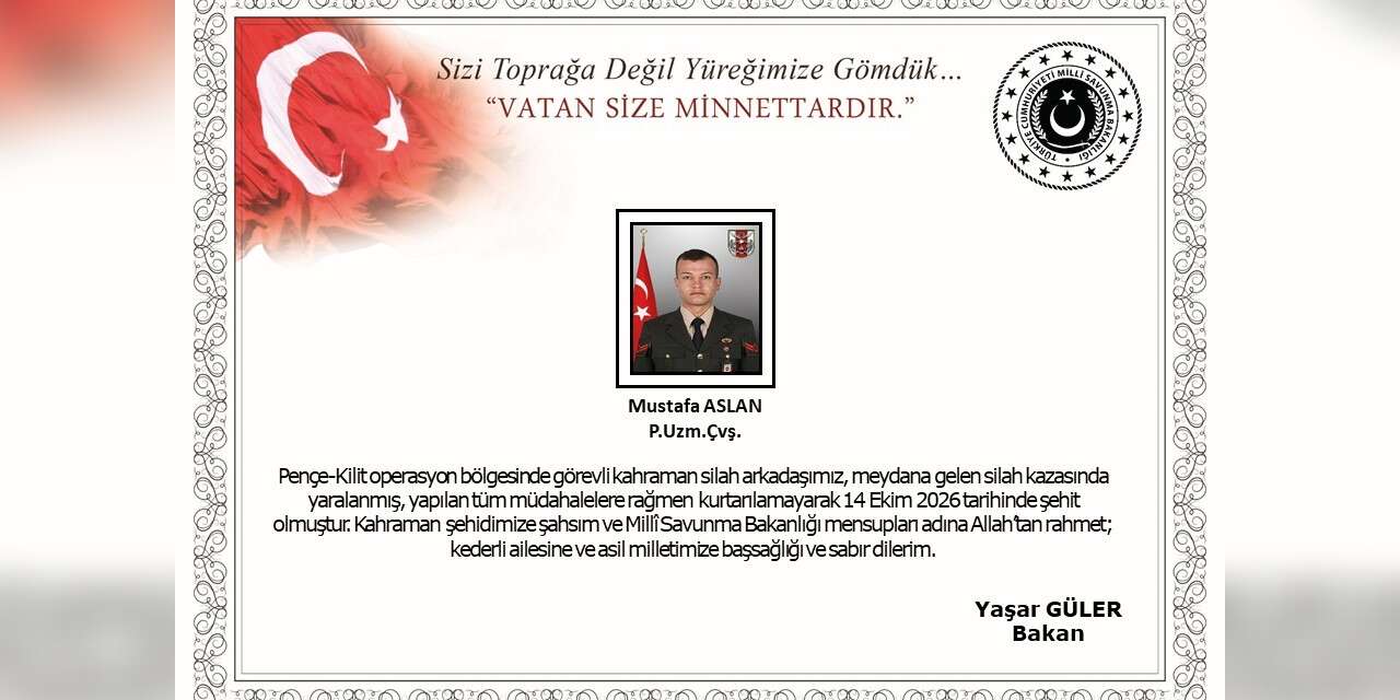 MSB: "Piyade Uzman Çavuş Mustafa Aslan şehit oldu"