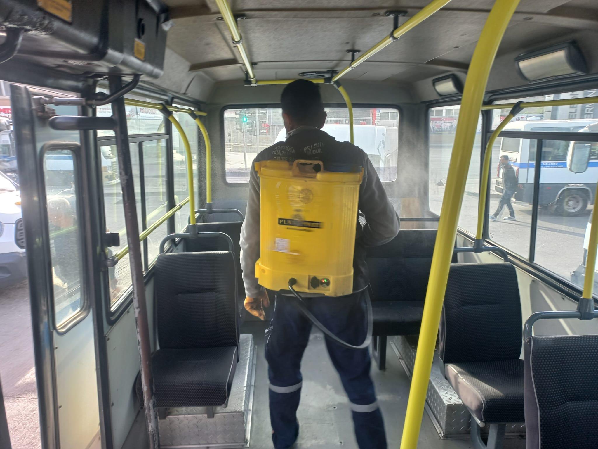 TOPLU TAŞIMA ARAÇLARI DEZENFEKTE EDİLDİ