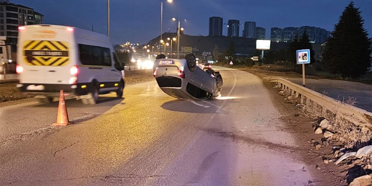 Kırıkkale’de takla atan otomobil hurdaya döndü